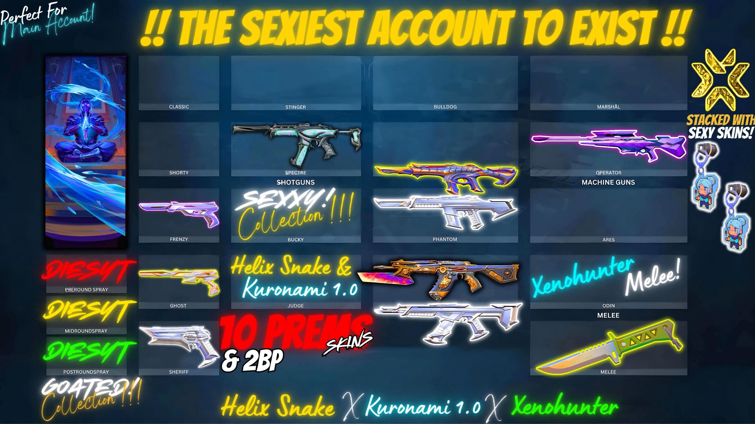 Helix Snake x Kuronami x Xenohunter | 10 Premium Skins | Main Account Ready